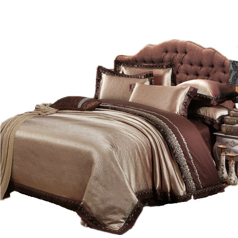 KTX-503507 European Style Floral Satin Jacquard 4-Piece Bedding Set in Tencel and Cotton