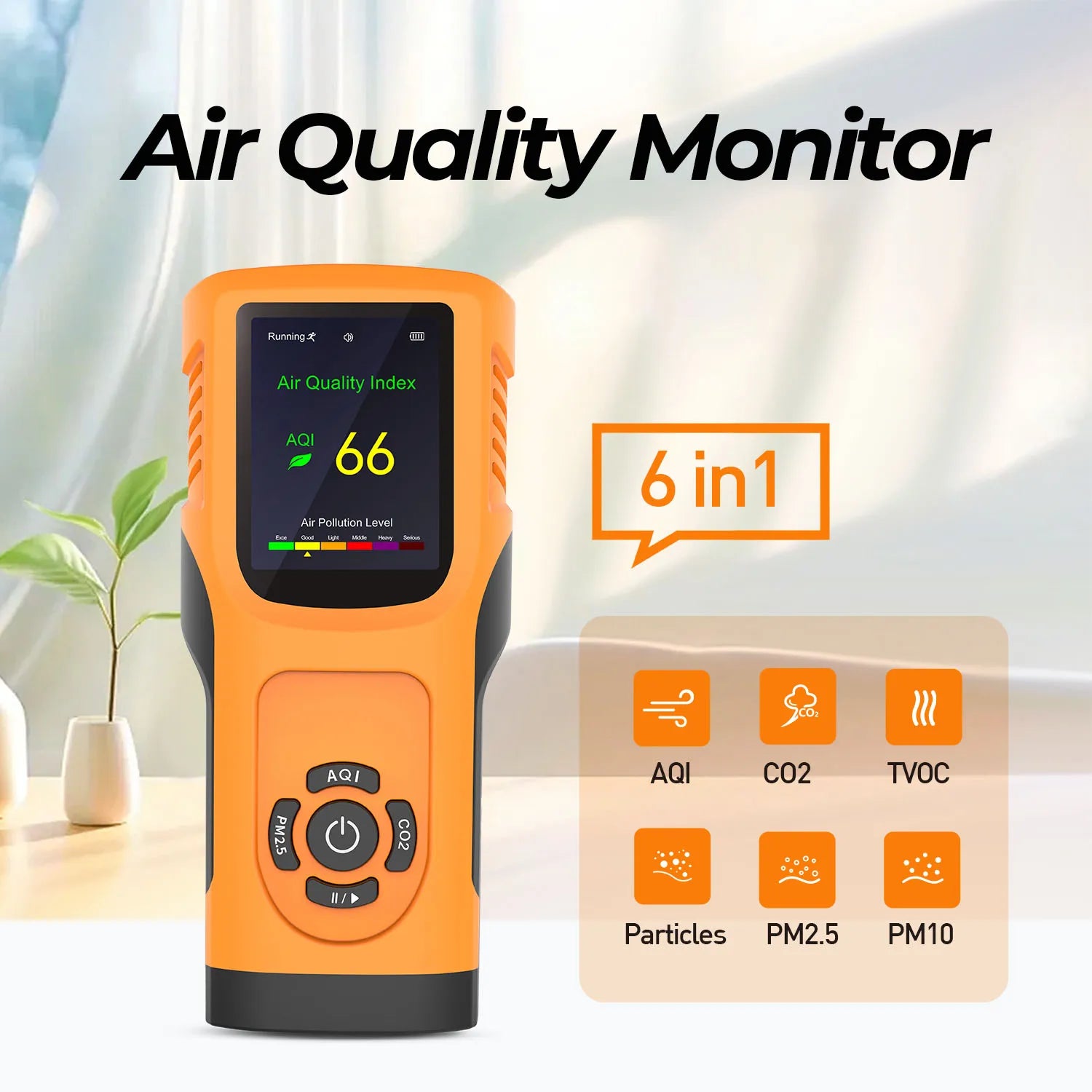 KTX-504019 Portable Multi-Function Air Quality Monitor for CO2, TVOC, PM2.5, and PM10 Detection