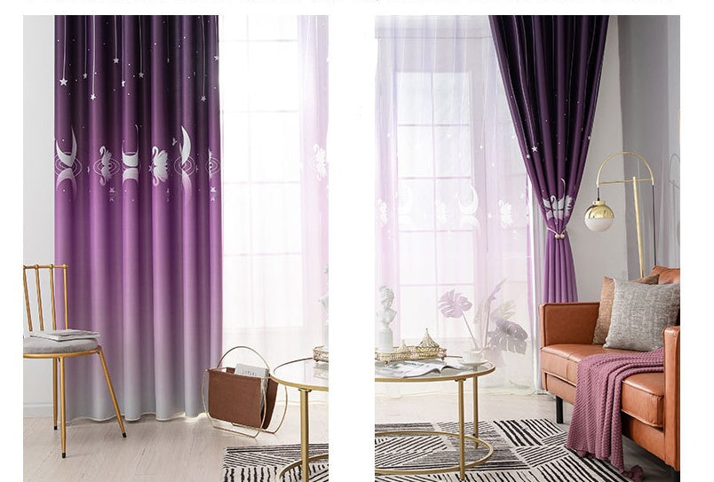 KTX-504531 Modern Polyester Printed Curtain Fabric for Bedroom and Living Room Shading