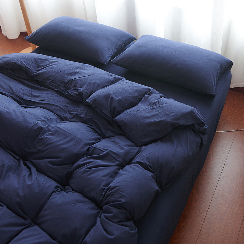 KTX-505811 Pure Cotton Striped Bedding Set – Sky Blue, 4-Piece for 1.5m to 2.0m Beds