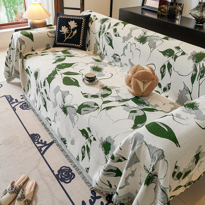 KTX-505875 Advanced Sense Four Seasons Universal Chenille Sofa Cover - Floral & Striped Designs in Multiple Sizes