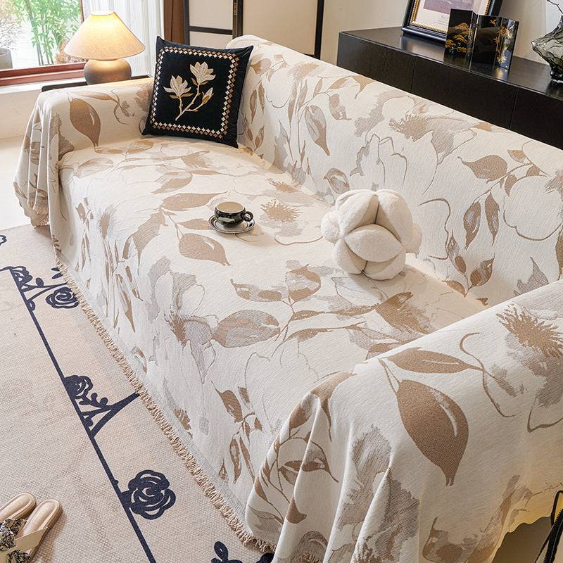 KTX-505875 Advanced Sense Four Seasons Universal Chenille Sofa Cover - Floral & Striped Designs in Multiple Sizes