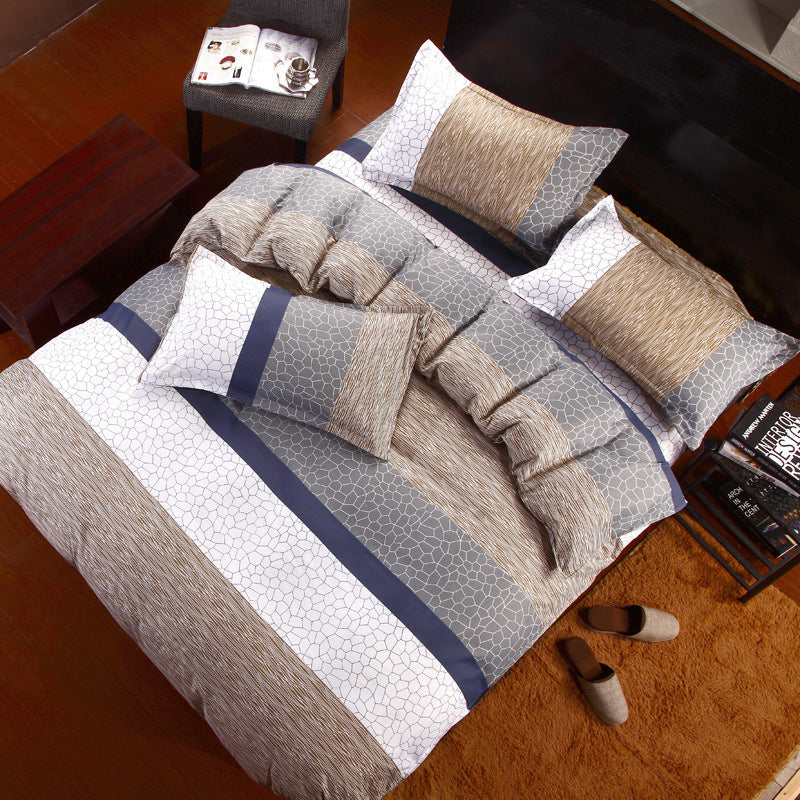 KTX-506451 Korean Cute Style Velvet Quilt Set in Plant and Flower Design for 1.8m Beds - 4 Pieces