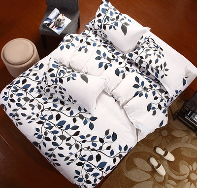 KTX-506451 Korean Cute Style Velvet Quilt Set in Plant and Flower Design for 1.8m Beds - 4 Pieces