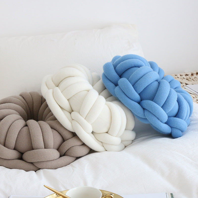 KTX-507027 Knotted Ring Donut Pillow - Solid Color Options in White, Red, Orange Powder, Sky Blue, Iron Gray, Camel Gray, 39cm Diameter