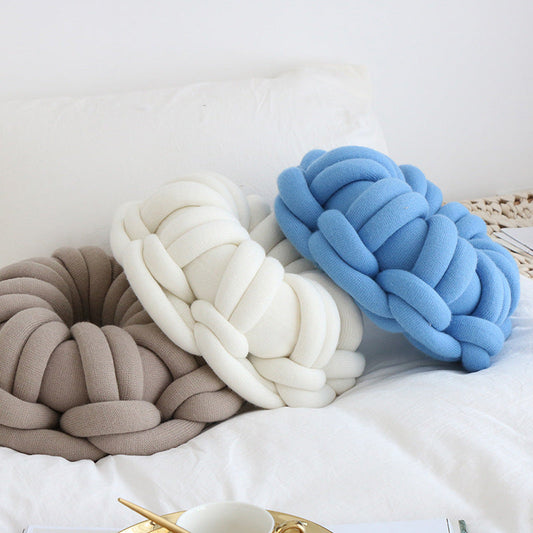 KTX-507027 Knotted Ring Donut Pillow - Solid Color Options in White, Red, Orange Powder, Sky Blue, Iron Gray, Camel Gray, 39cm Diameter
