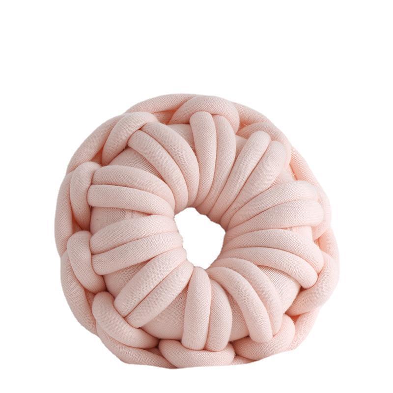 KTX-507027 Knotted Ring Donut Pillow - Solid Color Options in White, Red, Orange Powder, Sky Blue, Iron Gray, Camel Gray, 39cm Diameter