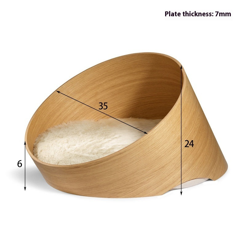 KTX-507411 Solid Wood Indoor Cat Bed and Cage - Four Seasons Design, 35cm & 50cm Diameter
