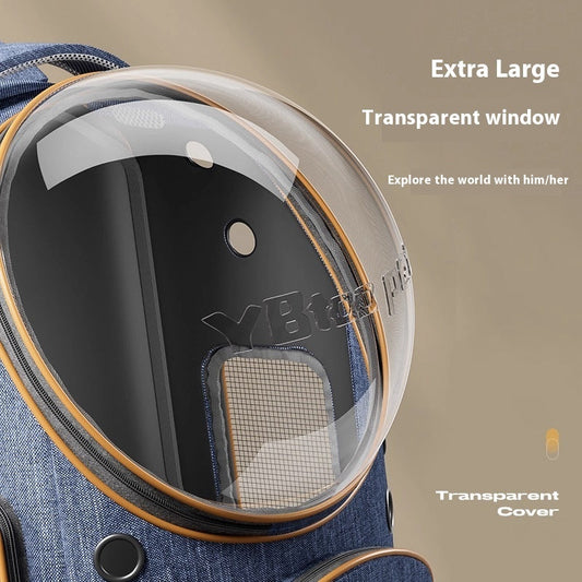 KTX-508563 Cat Backpack with Panoramic Transparent Window - Lightweight Oxford Cloth, Large Capacity for Pets