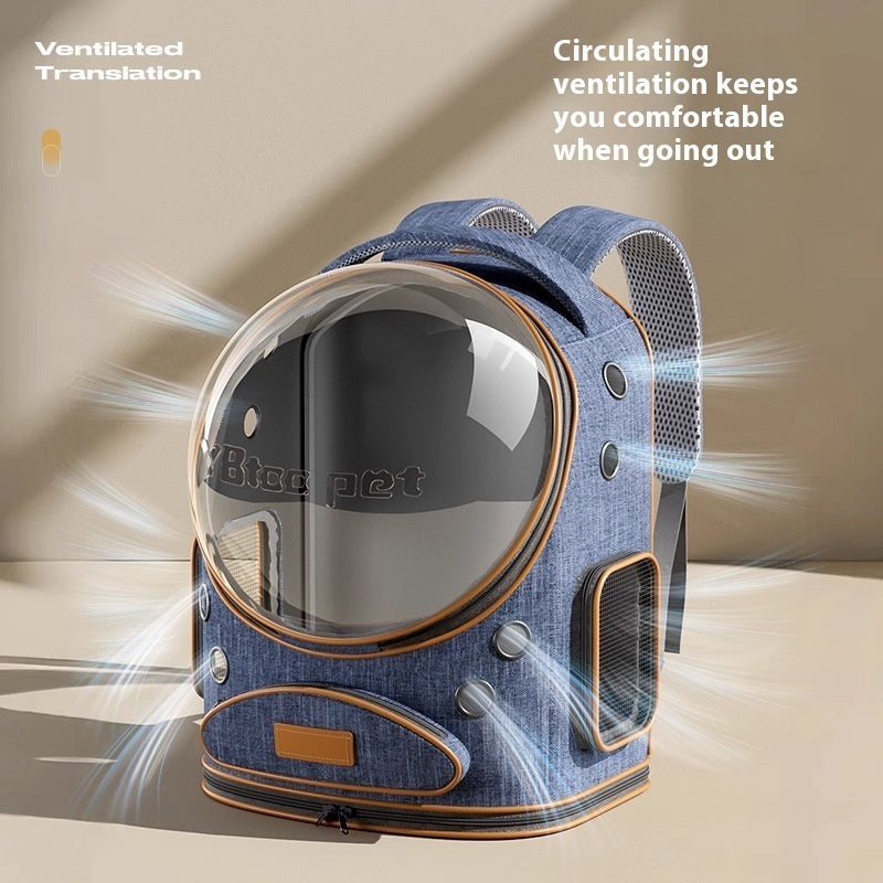 KTX-508563 Cat Backpack with Panoramic Transparent Window - Lightweight Oxford Cloth, Large Capacity for Pets