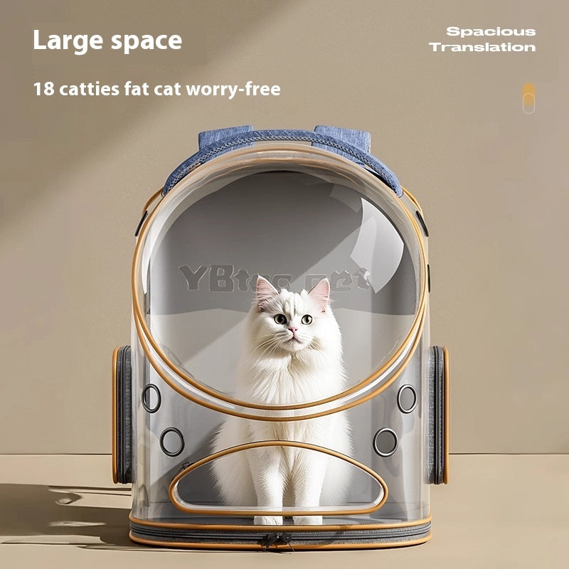 KTX-508563 Cat Backpack with Panoramic Transparent Window - Lightweight Oxford Cloth, Large Capacity for Pets