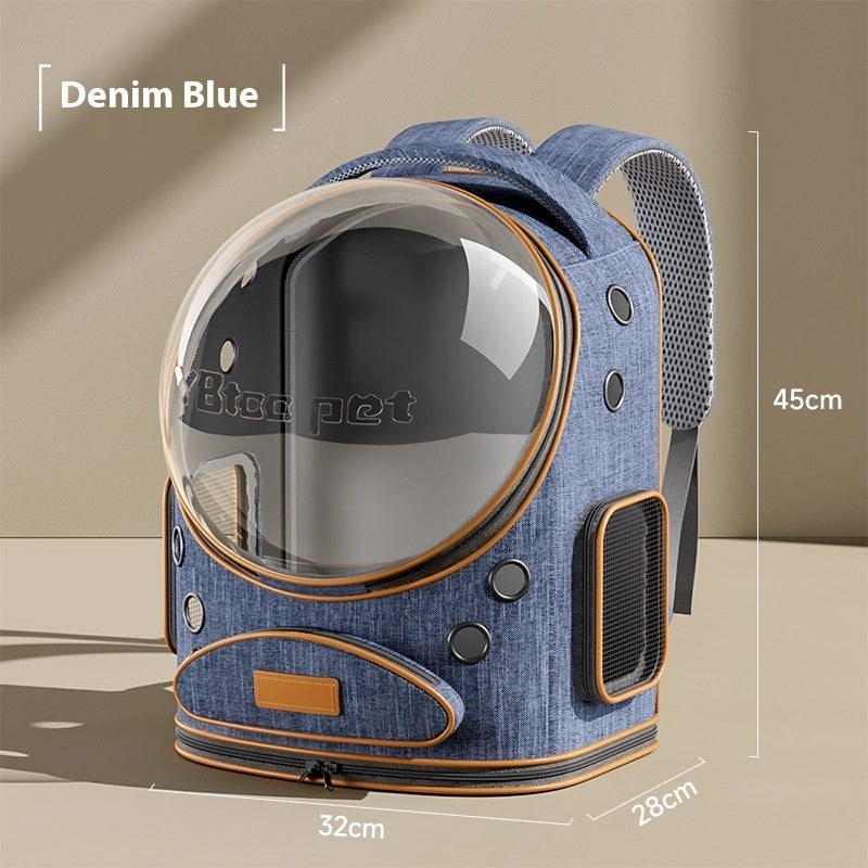 KTX-508563 Cat Backpack with Panoramic Transparent Window - Lightweight Oxford Cloth, Large Capacity for Pets