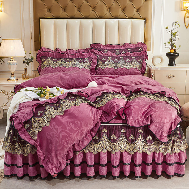 KTX-509907 Detachable Bedding Set with Duvet Cover and Bed Skirt, Nordic Style