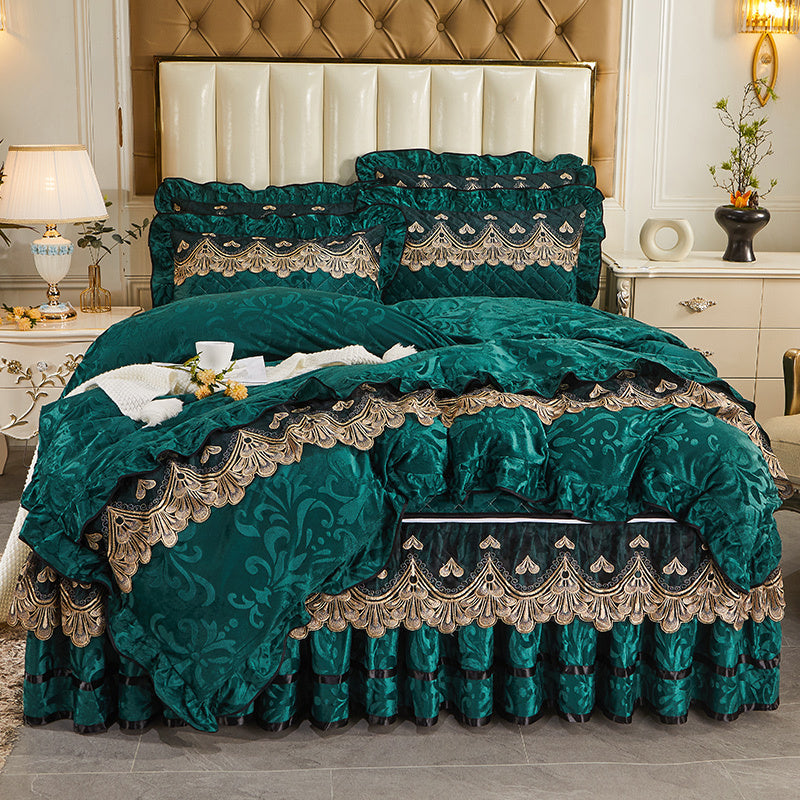 KTX-509907 Detachable Bedding Set with Duvet Cover and Bed Skirt, Nordic Style