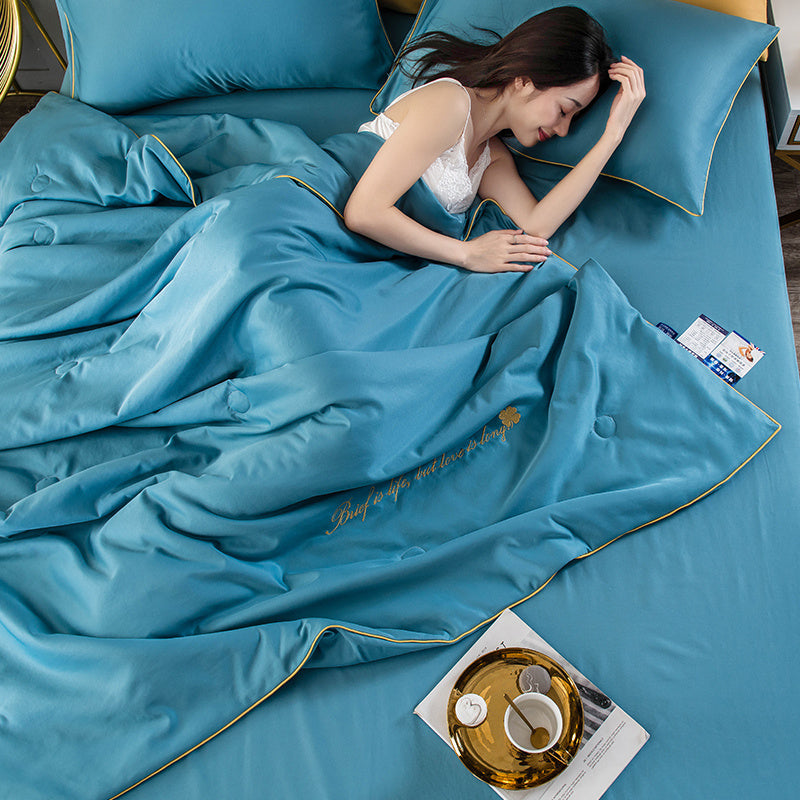 KTX-510419 Summer Ice Silk Quilt Set – 4-Piece Cool Comfort Bedding Collection in Multiple Sizes