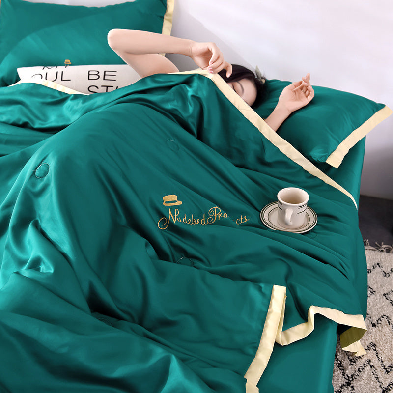 KTX-510419 Summer Ice Silk Quilt Set – 4-Piece Cool Comfort Bedding Collection in Multiple Sizes