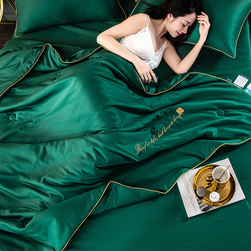 KTX-510419 Summer Ice Silk Quilt Set – 4-Piece Cool Comfort Bedding Collection in Multiple Sizes