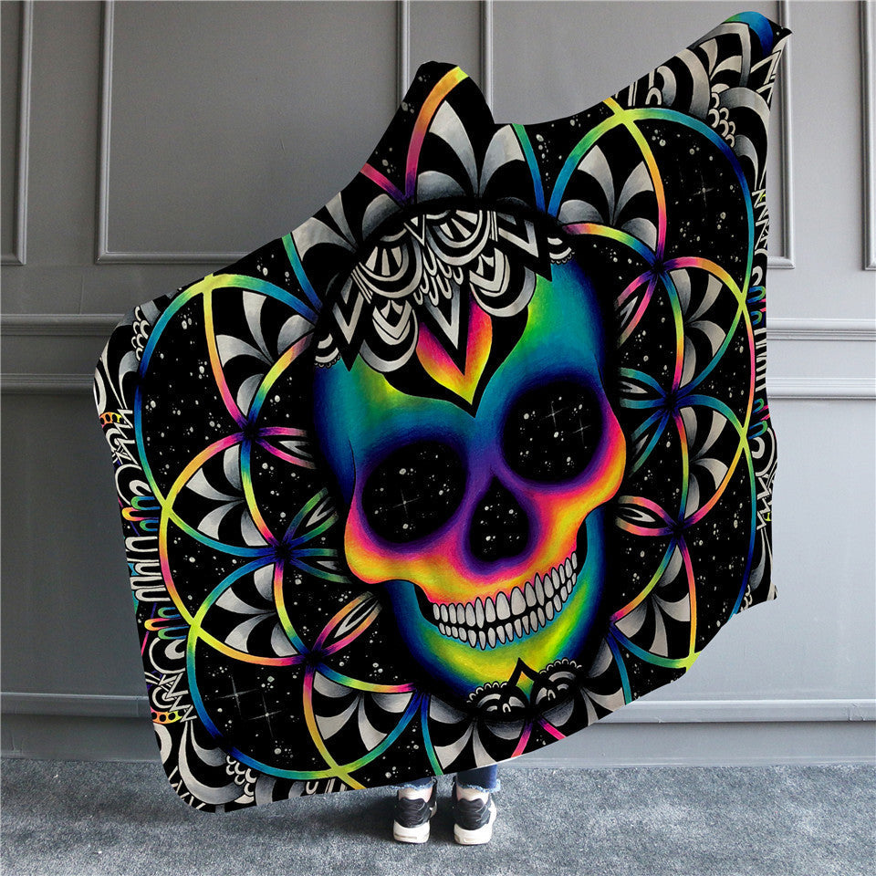 KTX-511891 Cozy Hooded Blanket Cape for Adults and Children - Soft Fleece Sherpa and Flannel, 59"x78.7" & 50"x60"