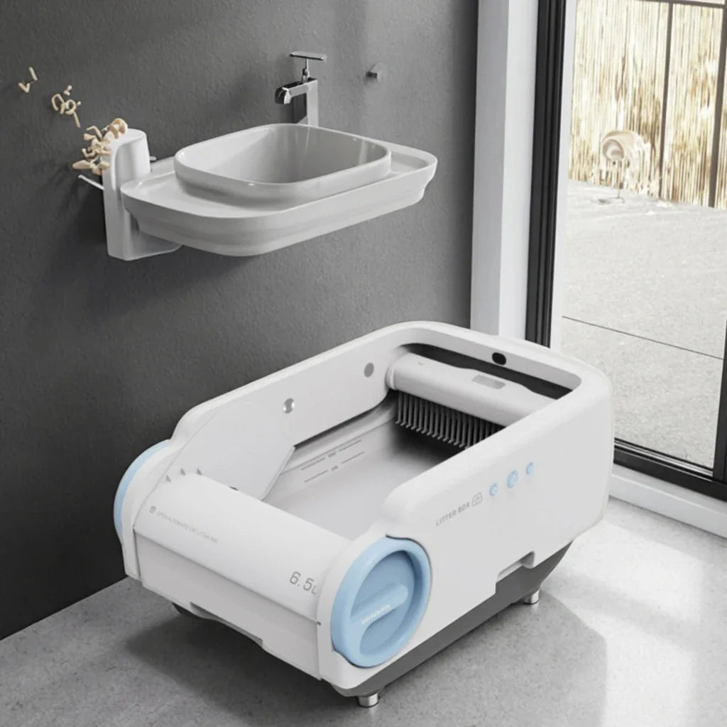 KTX-512019 Lightweight Automatic Cat Litter Box with APP Control, Anti-Odor Features, and Easy Clean Design