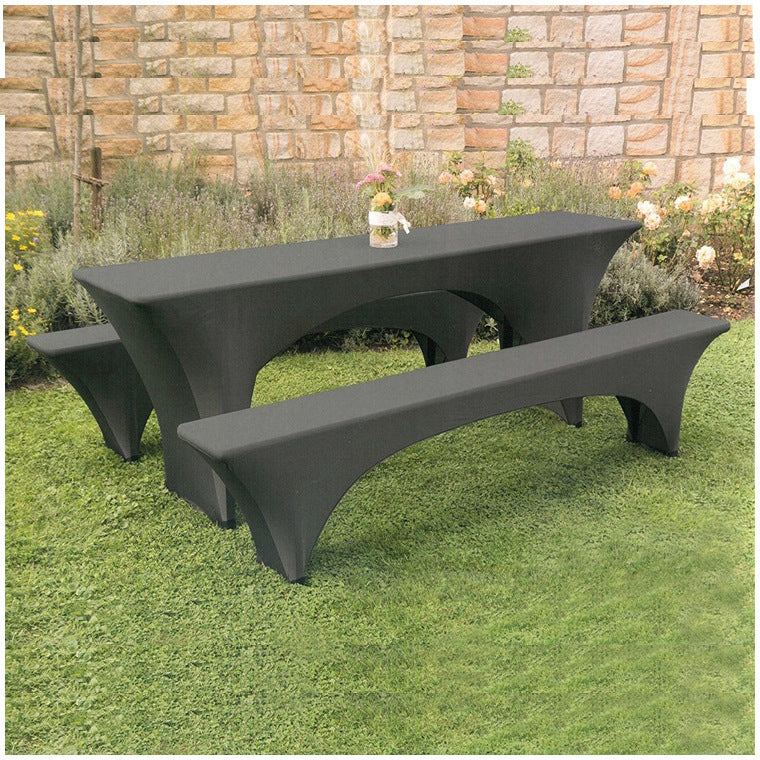 KTX-512531 Three-Piece Elastic Lycra Outdoor Beer Table Stool Set - Modern Rectangle Design