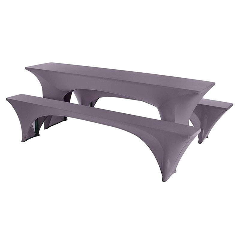 KTX-512531 Three-Piece Elastic Lycra Outdoor Beer Table Stool Set - Modern Rectangle Design