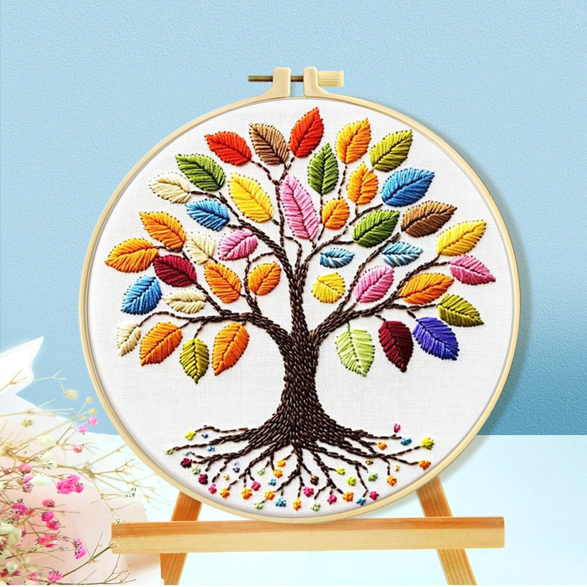 KTX-512723 Cartoon and Anime Embroidery Kits with Round Frames - Cotton Cloth Cross Stitch Patterns