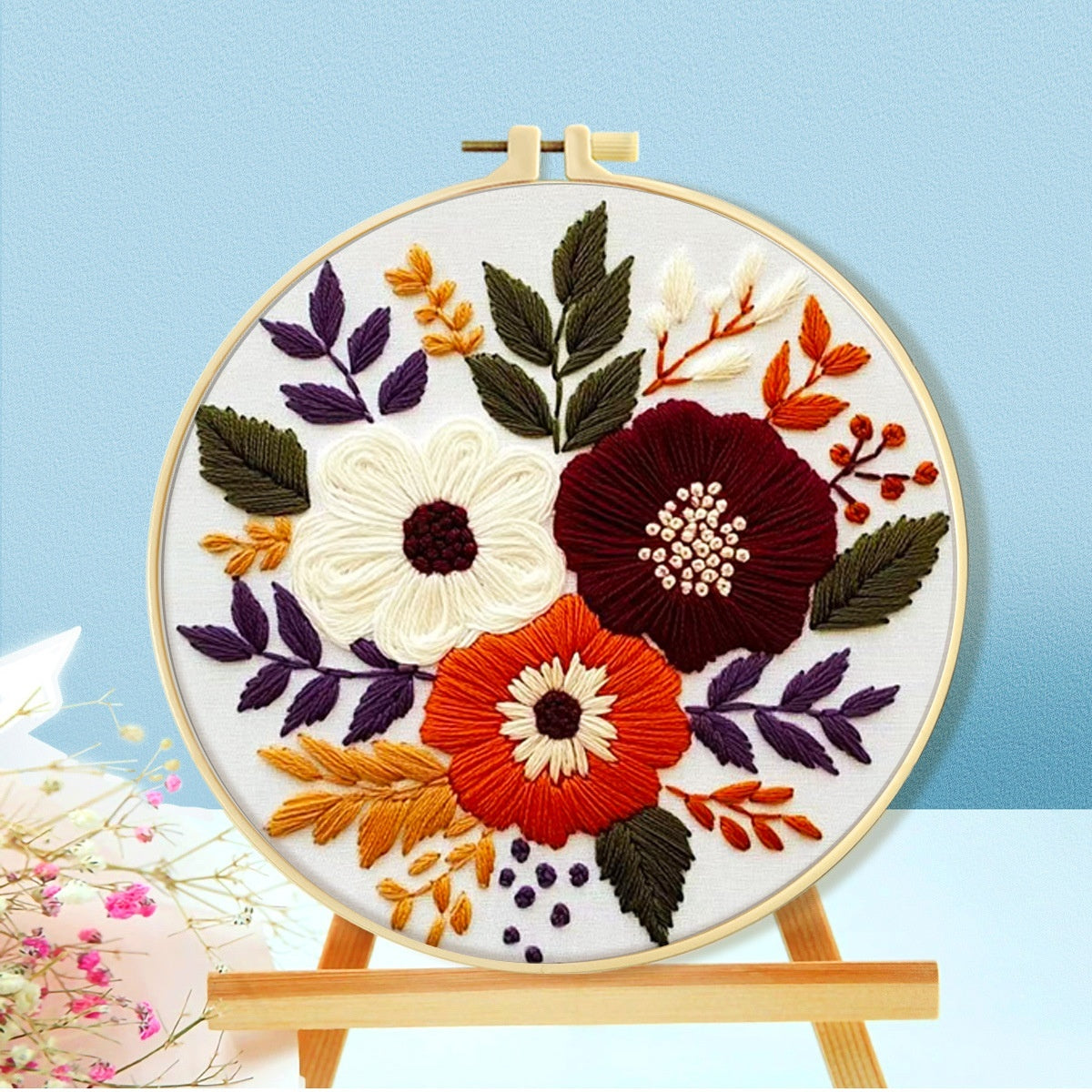 KTX-512723 Cartoon and Anime Embroidery Kits with Round Frames - Cotton Cloth Cross Stitch Patterns