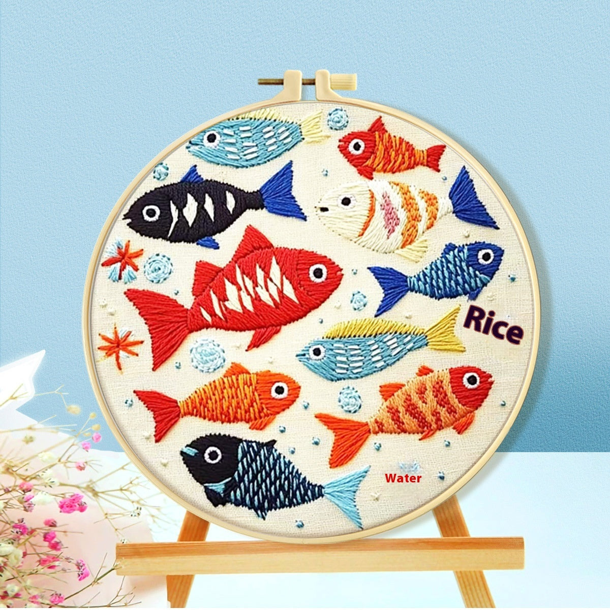 KTX-512723 Cartoon and Anime Embroidery Kits with Round Frames - Cotton Cloth Cross Stitch Patterns