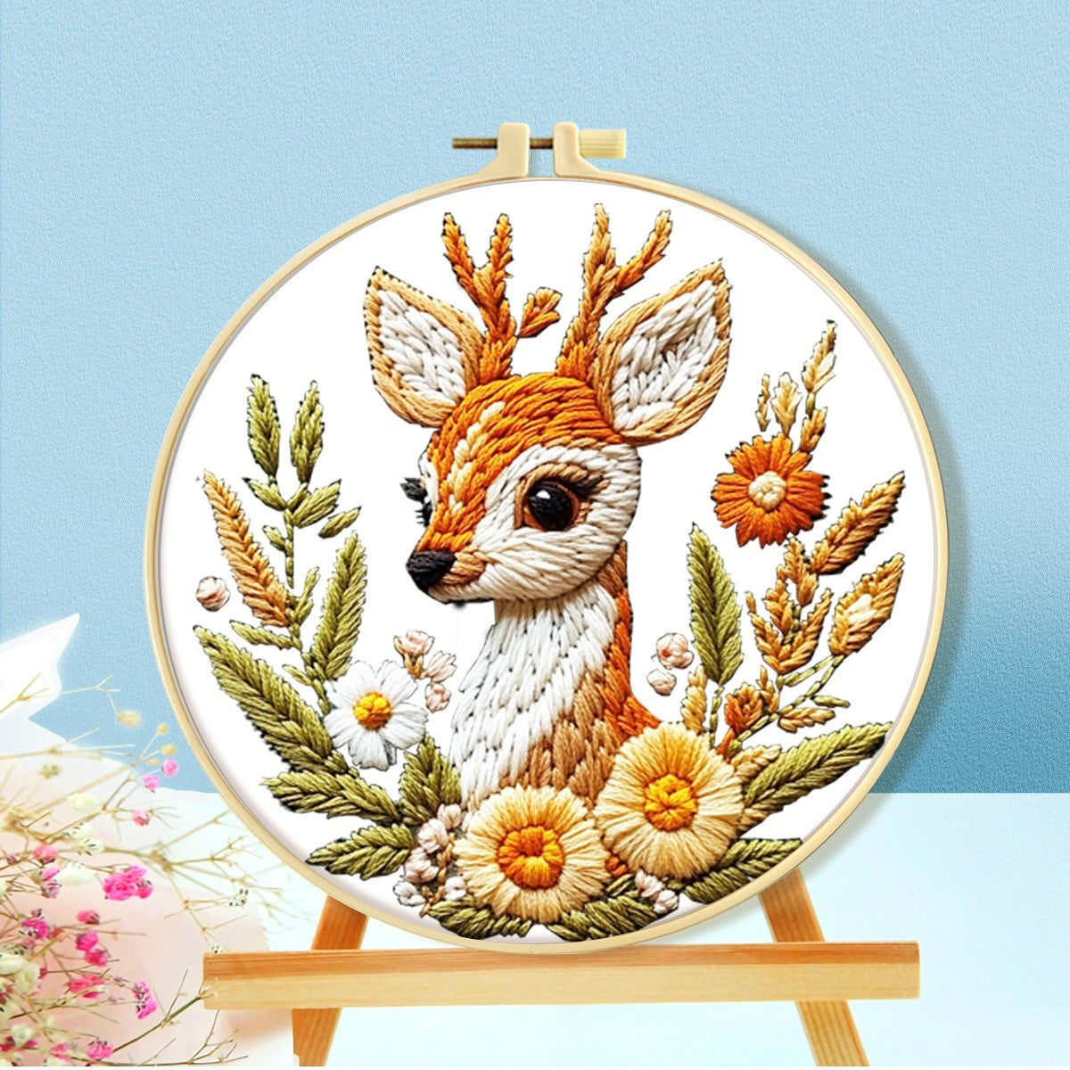 KTX-512723 Cartoon and Anime Embroidery Kits with Round Frames - Cotton Cloth Cross Stitch Patterns