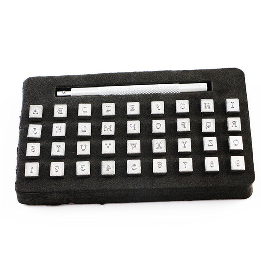 KTX-513555 Leather Steel Stamp Set for English Letters - 37PC, 4mm & 6mm Sizes