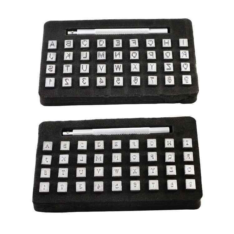KTX-513555 Leather Steel Stamp Set for English Letters - 37PC, 4mm & 6mm Sizes