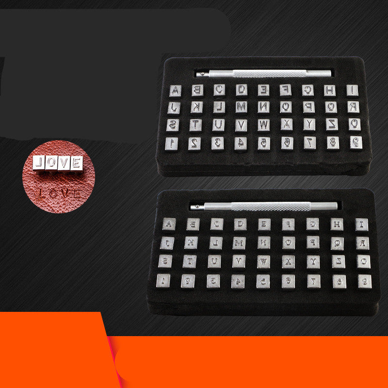 KTX-513555 Leather Steel Stamp Set for English Letters - 37PC, 4mm & 6mm Sizes