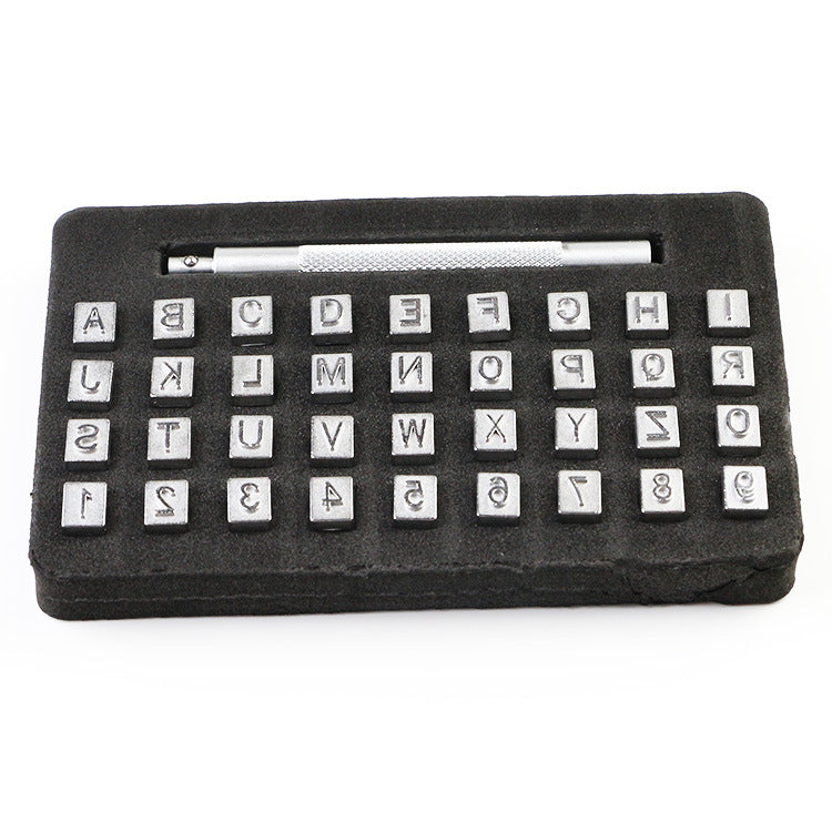 KTX-513555 Leather Steel Stamp Set for English Letters - 37PC, 4mm & 6mm Sizes