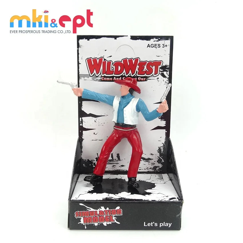 Cowboy Action Figure Playset - Mini Toy Figures with Accessories for Kids 2-7 Years