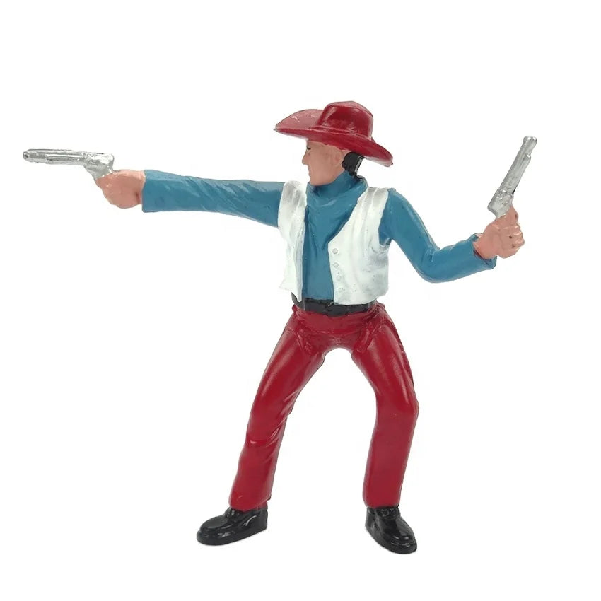 Cowboy Action Figure Playset - Mini Toy Figures with Accessories for Kids 2-7 Years