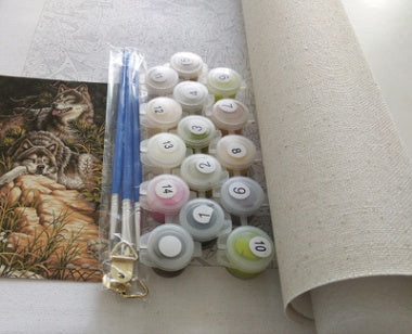 KTX-513811 Mom and Baby Elephant Digital Oil Painting on Linen – Romantic Animal Art