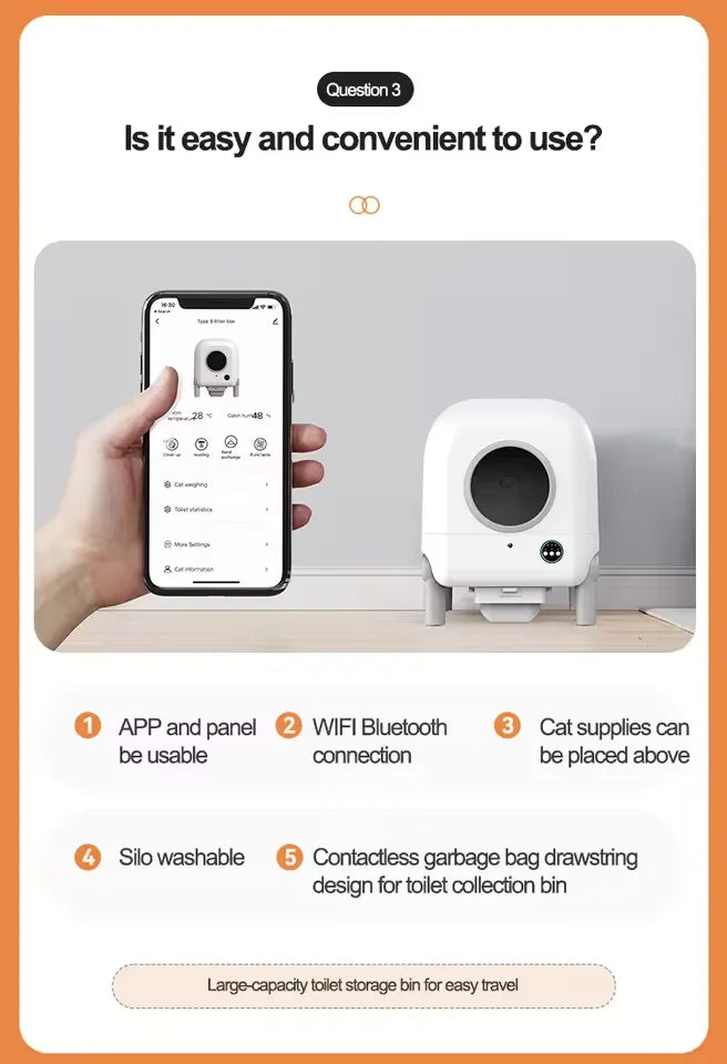 KTX-514323 Smart Self-Cleaning Cat Litter Box with WiFi Control and App Access, Eco-friendly Design