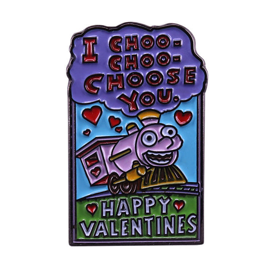 KTX-514707 Pusen I Choose You Valentine's Day Brooch - Black Nickel Copper Badge, Unisex, 30mm