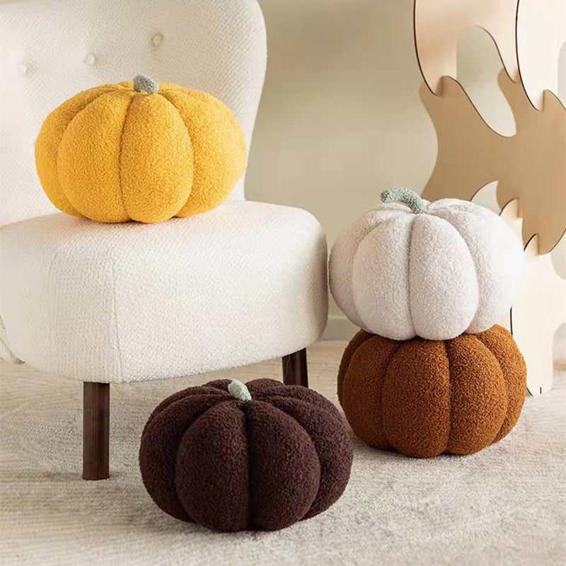 KTX-514835 Pumpkin Shaped Plush Pillow Cushion for Living Room and Bedroom Decor