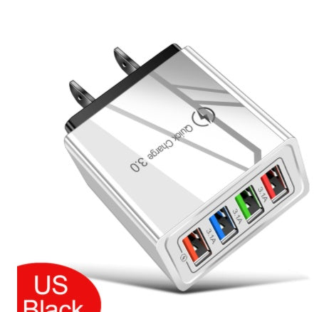 KTX-515091 Luminous 4USB Mobile Phone Charger with Indication Function, Compact Size for Euro and US/UK Use