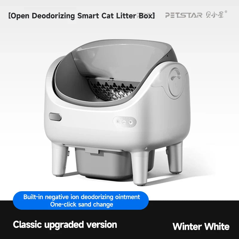 KTX-515475 Automatic Self-Cleaning Cat Litter Box - Eco-Friendly Square Design, Large Capacity ABS Plastic, Travel & Comfort