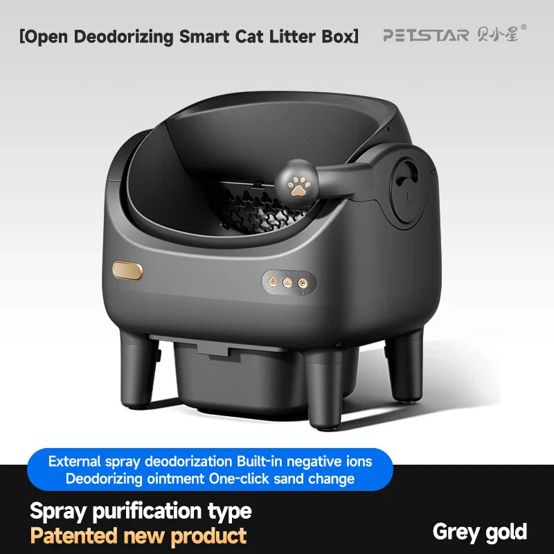 KTX-515475 Automatic Self-Cleaning Cat Litter Box - Eco-Friendly Square Design, Large Capacity ABS Plastic, Travel & Comfort