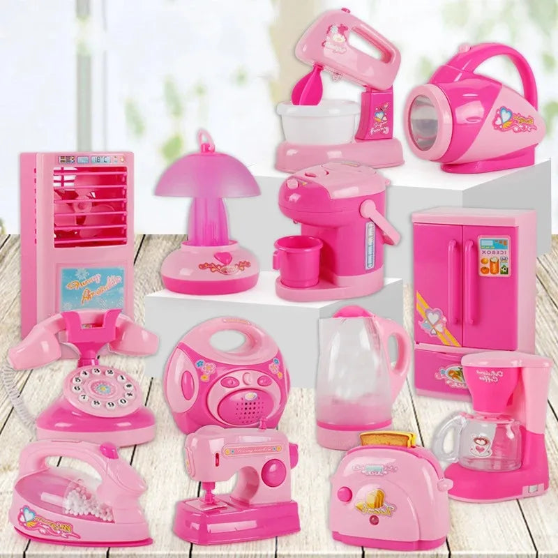 KTX-515859 Mini Kitchen Set with Electric Washing Machine and Sweeper for Children