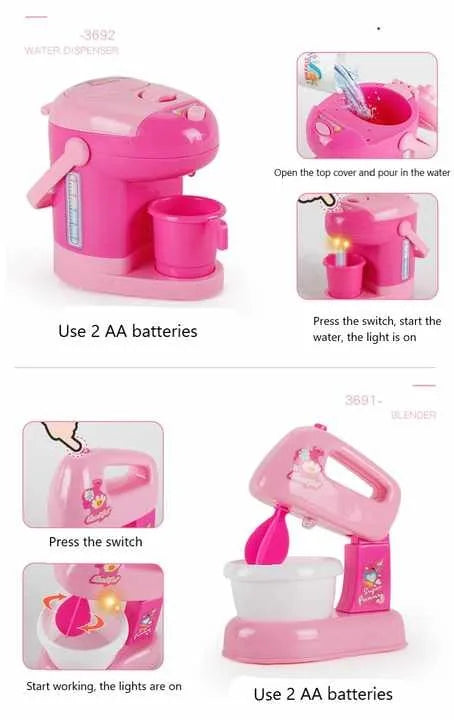 KTX-515859 Mini Kitchen Set with Electric Washing Machine and Sweeper for Children