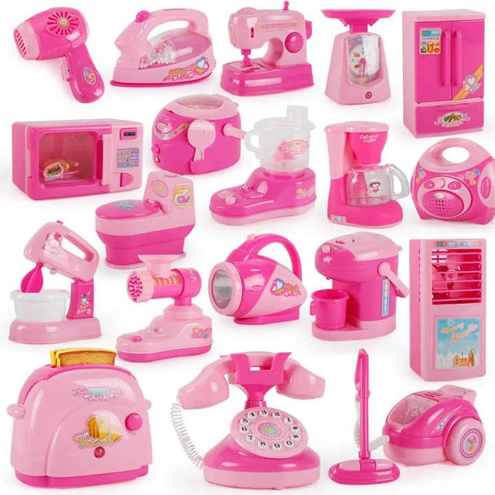 KTX-515859 Mini Kitchen Set with Electric Washing Machine and Sweeper for Children