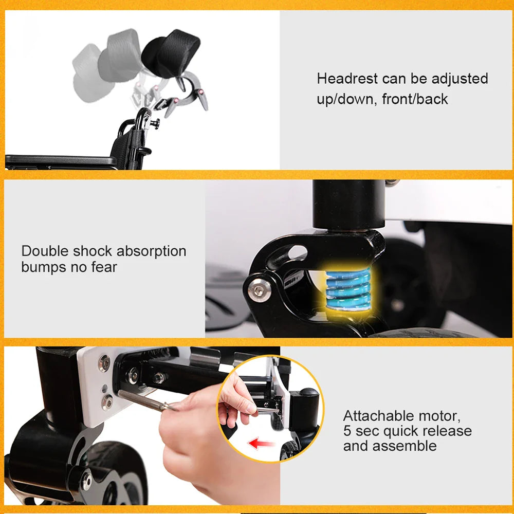 KTX-516051 Foldable High Electric Wheelchair D17 with Aluminum Alloy Frame and Dual Motors