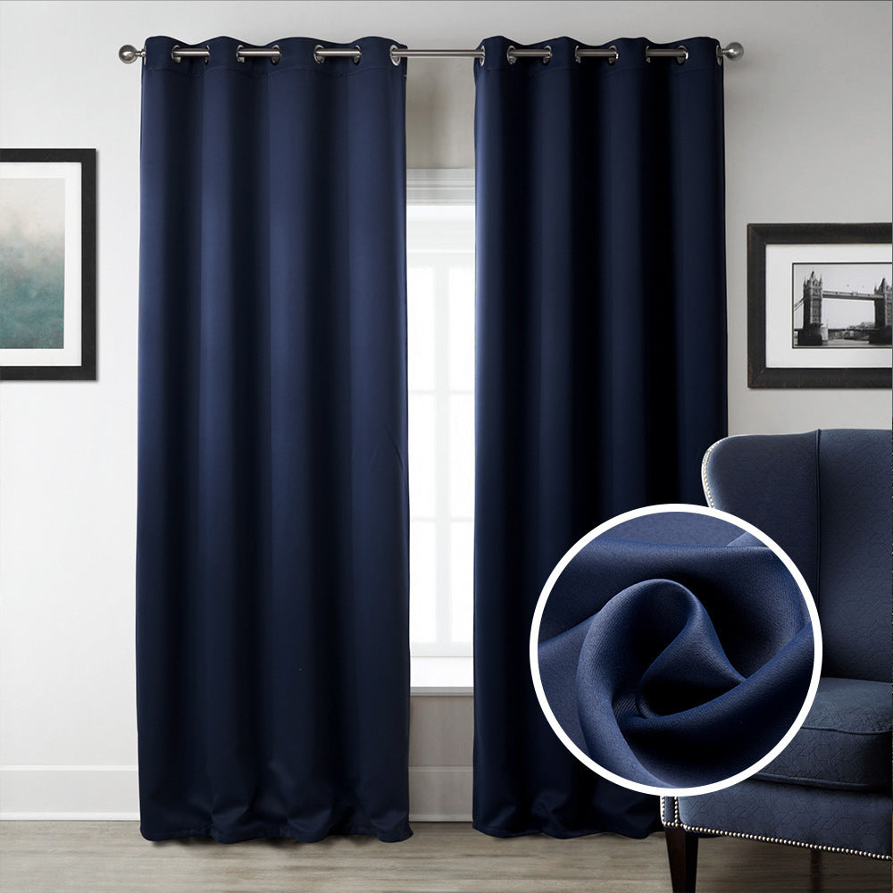KTX-516883 Dark Blue Printed Blackout Curtains for Bedroom - Modern Vertical Shades