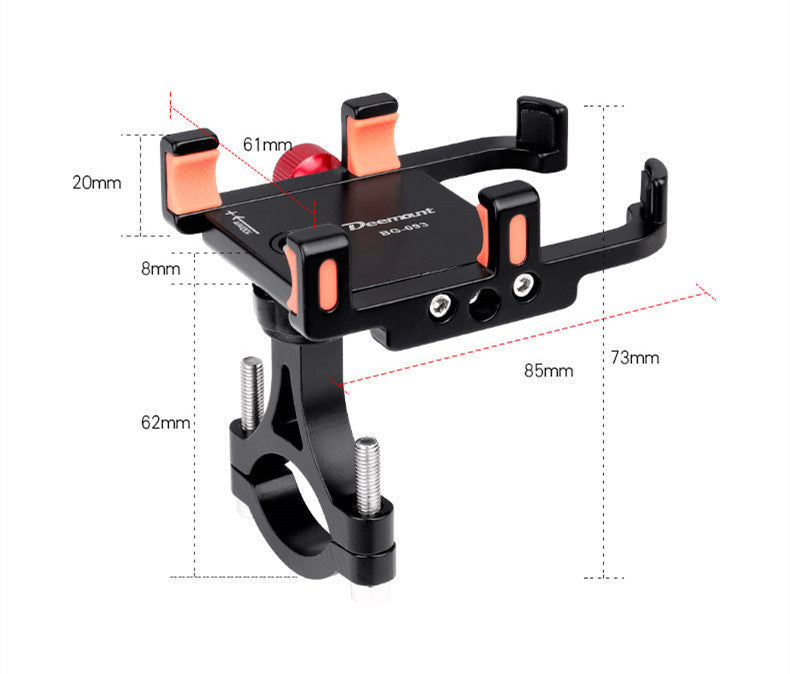 KTX-517395 Aluminum Alloy Bicycle Mounting Bracket for 20mm-34mm Pipes, Compatible with Phones 60mm-100mm Wide