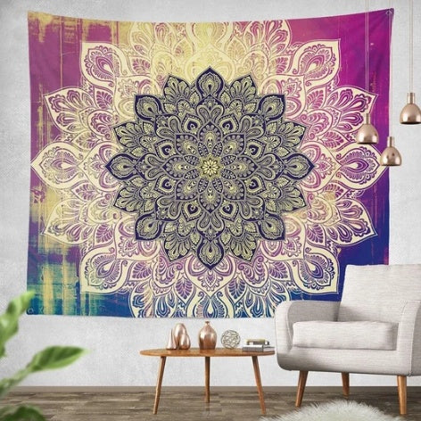 KTX-518035 Magenta Ombre Mandala Tapestry in 100% Polyester Material