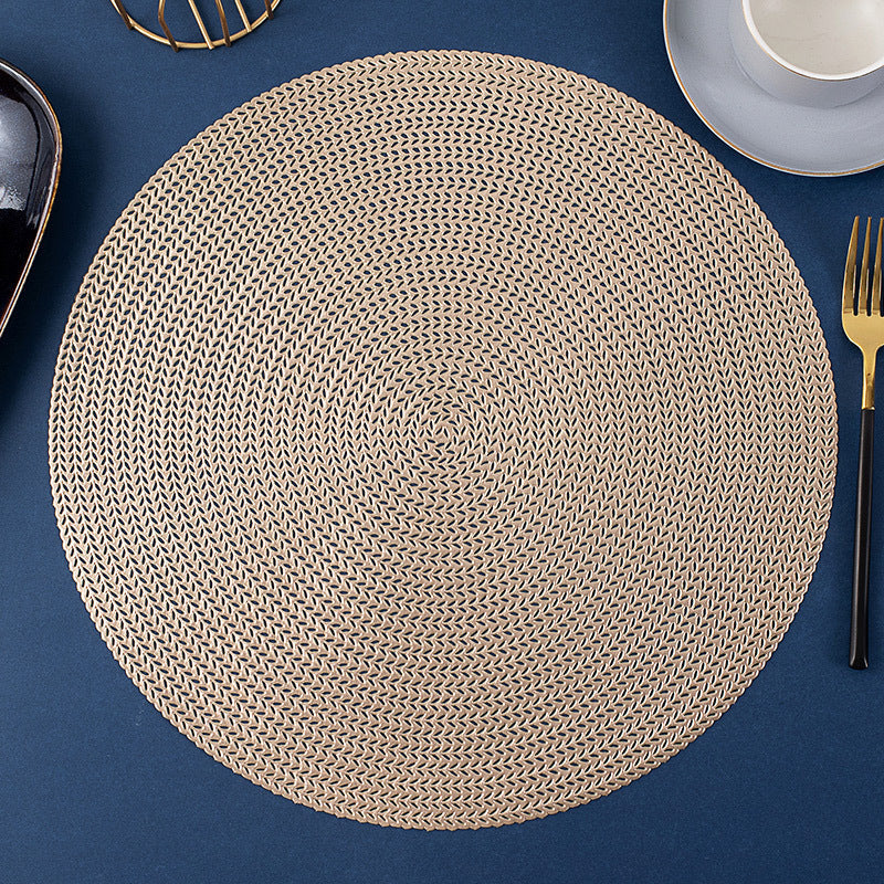 KTX-518163 Round Hollowed Out PVC Insulated Table Mat in Gold, Silver, Rose Gold, and Bronze - 38cm Diameter